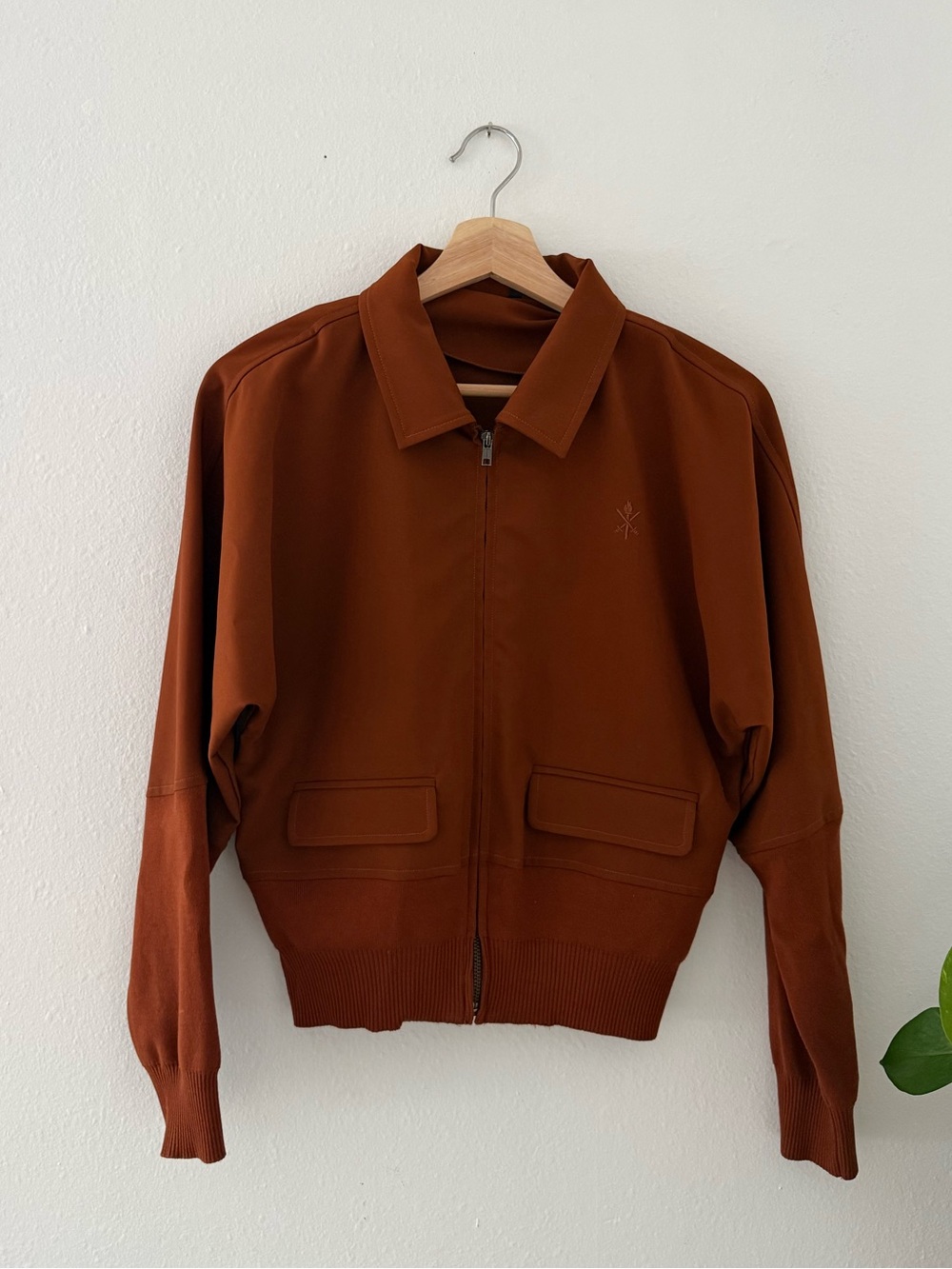 Opening Ceremony Rust Brown Zip-Front Bomber Jacket